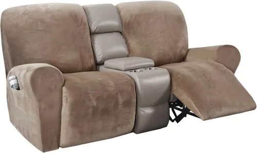 Vista 17 de H.VERSAILTEX Fundas elásticas de terciopelo para sillón reclinable, 6 piezas, fundas para loveseat reclinable de 2 cojines, fundas para sofá