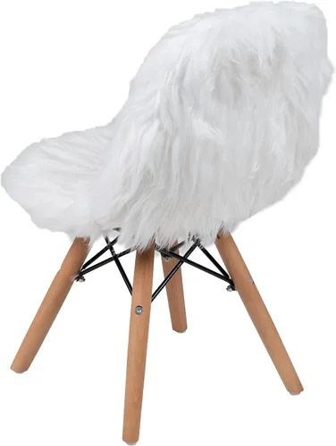 Vista 8 de Flash Furniture Silla de acento blanca para niños Shaggy Dog