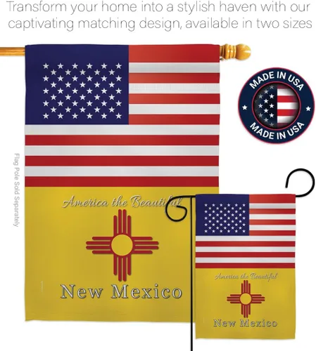 Vista 4 de Americana Home & Garden US New Mexico House Flag 2 pcs Pack Regional States American Territories Republic Country Particular Area Decoration Banner