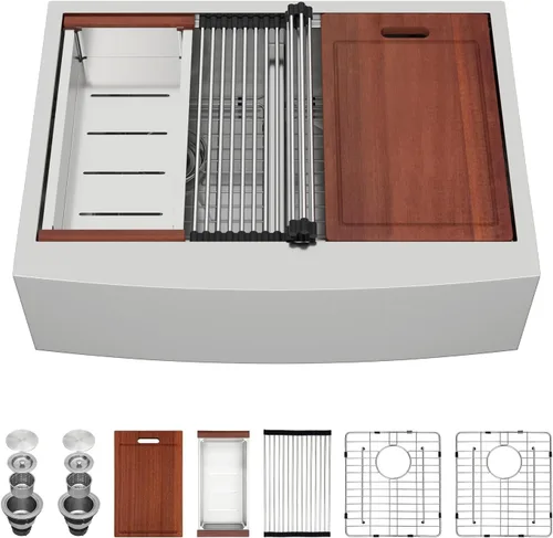 Vista 15 de Sarlai Fregadero de cocina de 30 unidades color negro, 30 x 22 pulgadas, fregadero de cocina de 30 x 22 pulgadas, fregadero de cocina de acero Acero