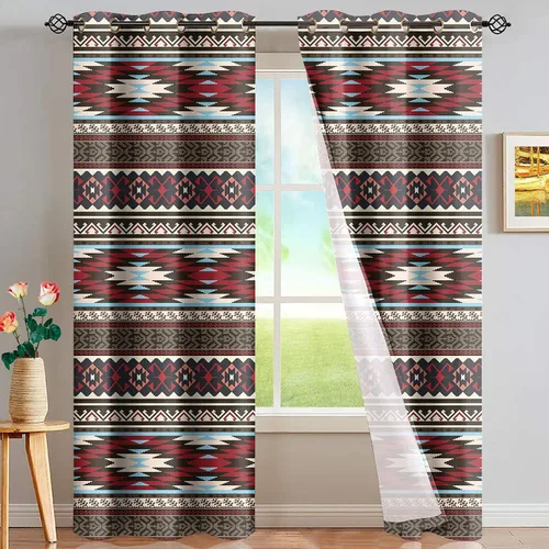 Vista 37 de Dreaweet African Tribal Blackout Curtains 63 Inch Long 2 Panels Set Bohemian Ethnic Geometric Grommet Top Thermal Insulated Curtains for Living Room