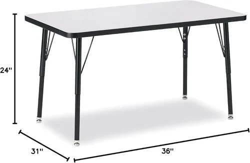 Vista 2 de Berries Mesa rectangular para actividades, altura A, Gris/Negro/Negro, 1