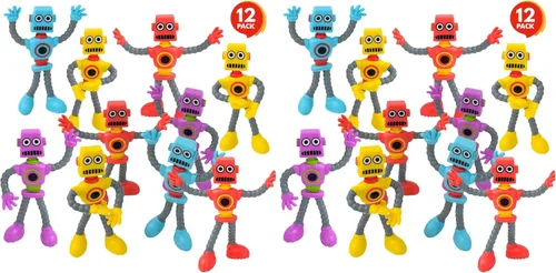 Vista 7 de ArtCreativity Figuras de robot flexibles, juego de 12 figuras flexibles para hombres, recuerdos de fiesta de cumpleaños para niños y niñas, juguetes
