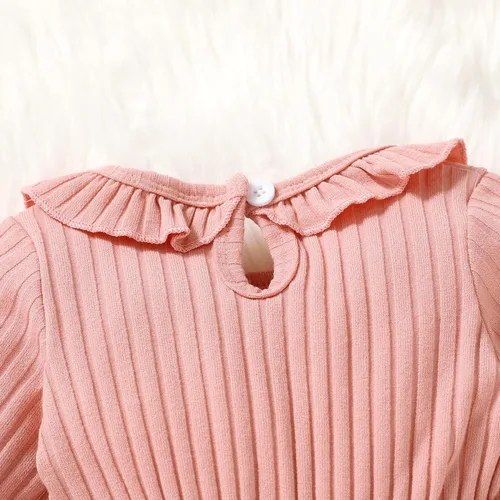 Vista 5 de YOUNGER TREE Mameluco de manga larga para bebé recién nacido, con cuello con volantes, traje vintage de una pieza