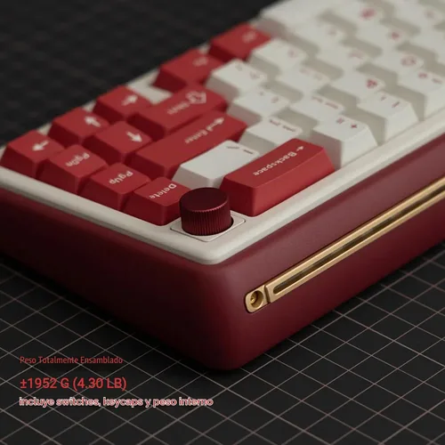 Vista 3 de OOCTPK Chilkey Foxy65 Teclado Mecánico con Perilla, Montaje de Junta Teclado Mecánico Inalámbrico de Aluminio 65%, BT5.0/2.4GHz/USB-C