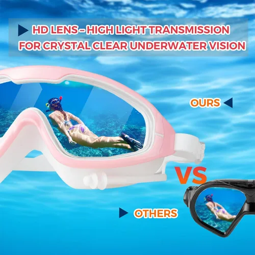 Vista 2 de Gafas de natación con tapones para los oídos, gafas de natación sin fugas de protección completa