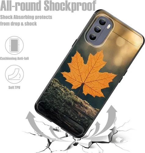 Vista 2 de for Moto Edge 2022 Case,Premium Soft Silicone Rubber Full-Body Protective Bumper Case for Phone Case for Motorola Moto Edge 2022,Autumn Maple Leaf
