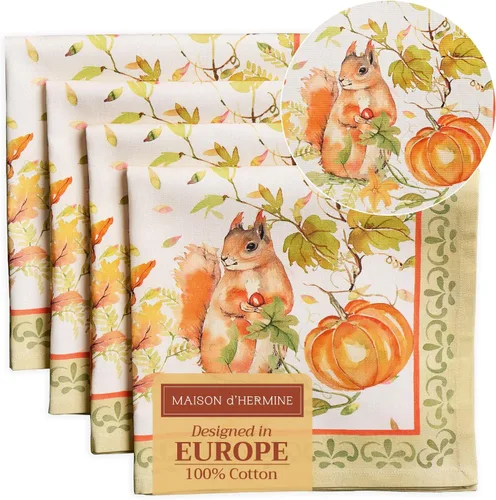 Vista 129 de Maison d' Hermine Juego de 4 servilletas de tela 100% algodón, suaves y duraderas, servilletas cuadradas reutilizables para uso diario, lavables