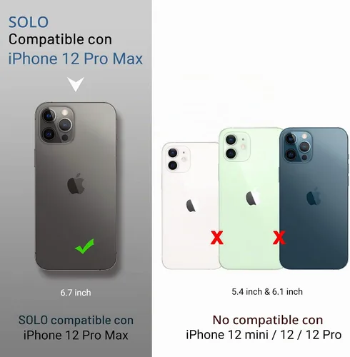 Vista 4 de ULAK Compatible con iPhone 12 Pro Max Funda Cartera con Portarjetas, Funda de Cuero PU con Soporte Plegable Ranuras para Tarjetas Correa de Muñeca