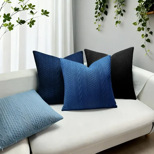 Vista 2 de Booque Valley Paquete de 4 fundas de almohada azules de 18 x 18 pulgadas, fundas de almohada decorativas de verano para sofá, estilo campestre