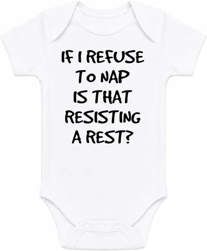 Vista 10 de CBTwear If I Refuse to Nap Is That Resisting Funny Baby Bodysuit Negro