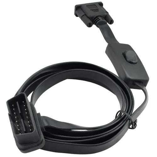 Vista 2 de 1.5M 5ft OBD2 OBDII 16 Pin macho a DB9 Serial RS232 Puerto hembra OBD Cable Adaptador de cable de extensión de diagnóstico Conector con interruptor