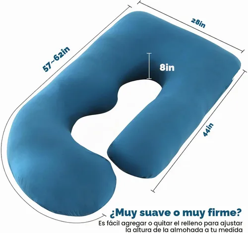 Vista 4 de Elover Almohada de Embarazo Imprescindible para Dormir en Forma de U, Almohada de Maternidad de Cuerpo Completo con Funda Refrescante Extraíble