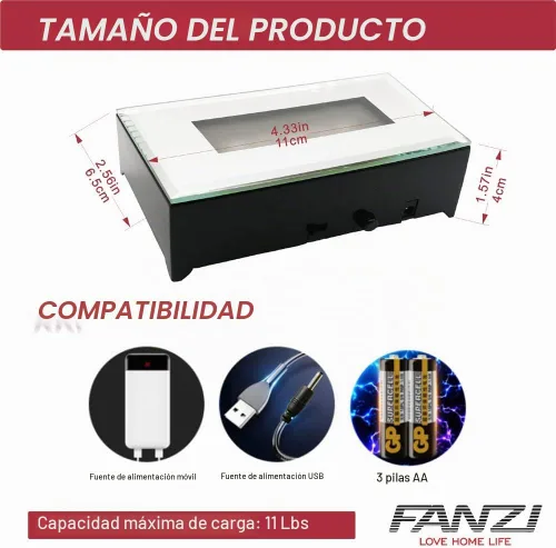 Vista 6 de FANZI Base de exhibición de luz rectangular LED para cristales Soporte de exhibición de luz de arte de cristal Lámpara de adorno de luces LED 3D
