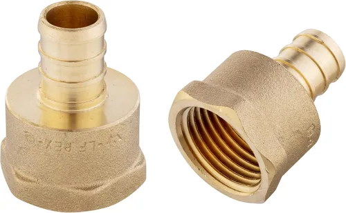 Vista 9 de Paquete de 2 adaptadores NPT hembra EFIELD Pex de 1 pulgada x 1 pulgada PEX Barb Crimp Brass Fitting, ASTM F1807-PEX1807335(2)