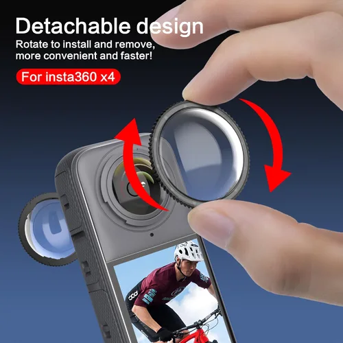 Vista 4 de Protector de pantalla de vidrio templado para Insta360 X4 con protector de lente y micrófono de espuma para reducción de ruido