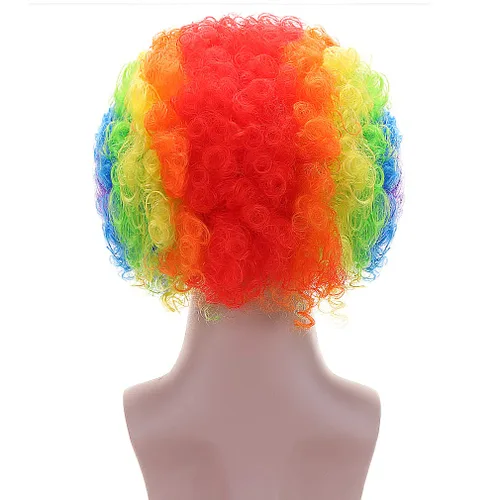 Vista 4 de Pelucas afro sintéticas de payaso para hombres o mujeres Cosplay anime fiesta Navidad Halloween Pelucas divertidas