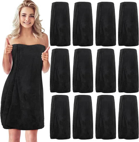Vista 11 de Tigeen Spa Robe for Women Waffle Spa Wraps Negro