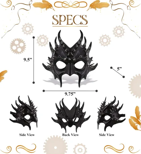 Vista 2 de Accesorio de disfraz de máscara metálica de diablo Steampunk
