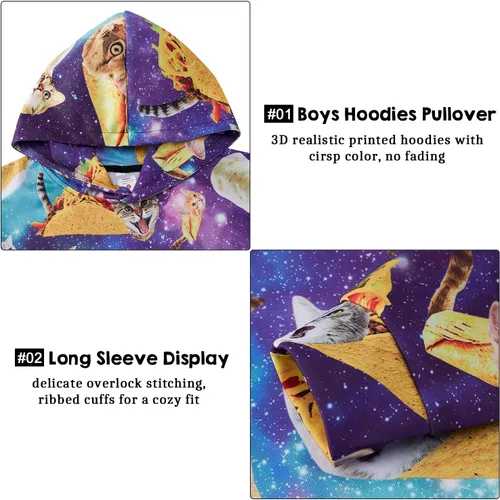 Vista 4 de Ahegao Sudaderas con capucha para niños de 6 a 16 años para adolescentes y niños con estampado 3D con bolsillo