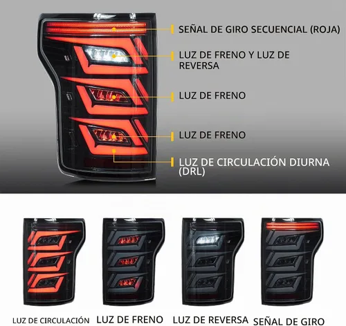 Vista 2 de VLAND Luces Traseras LED Ahumadas Compatibles con [Ford F150 Pickup 2015-2020] con Señales de Giro Rojas, Solo Compatible con las Luces Halógenas