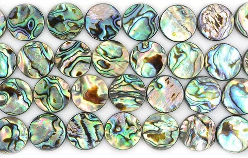 Vista 4 de 0.236 in Natural Abulón Shell Moneda Plana Cuentas Strand 16 Pulgadas Joyería Hacer Perlas
