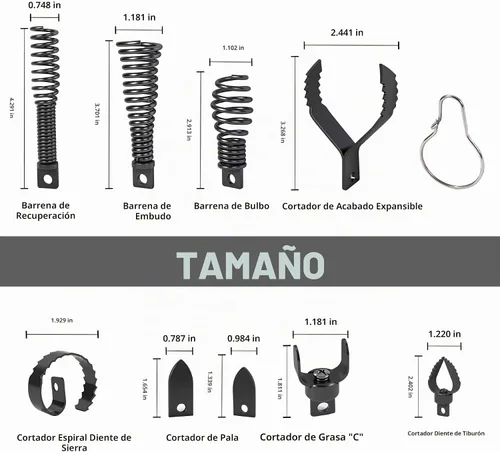 Vista 5 de Richcat Accesorio de taladro de serpiente de drenaje, cortador y juego de barrenas, utilizado en máquina de limpieza de drenaje de CA de 50 a 100