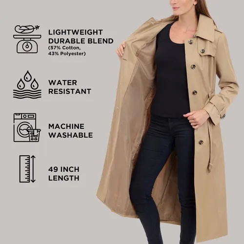 Vista 5 de LONDON FOG womens Single Breasted Long Trench Coat With Epaulettes and Belt