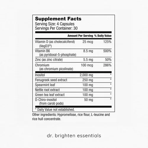 Vista 8 de Dr. Brighten Myoinositol Plus - Proporción formulada por médicos de mio- y D-quiro-inositol para apoyar los síntomas del SOP, el equilibrio