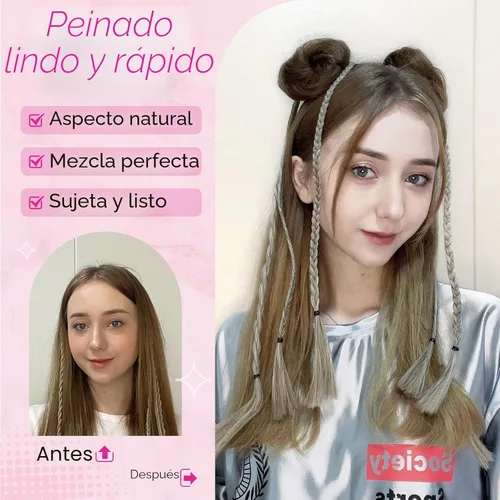 Vista 5 de REECHO Space Bun Hair Pieces, 2 piezas de mini clips de garra en moños desordenados y orejas de gato, extensiones de moño de cabello falso HB001