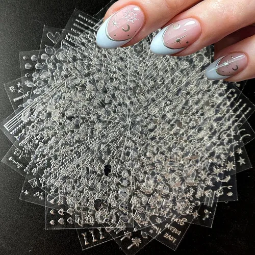 Vista 16 de 30 hojas de calcomanías de uñas del 4 de julio para arte de uñas, Día de la Independencia, calcomanías de arte en 3D, autoadhesivas, bandera