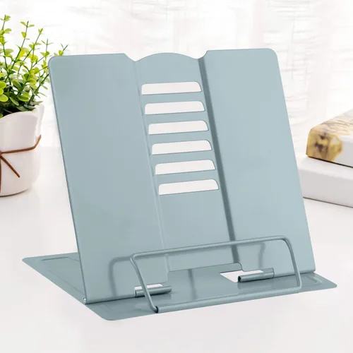 Vista 8 de MSDADA - Soporte de libros de escritorio, soporte de libros de lectura, de metal, ajustable, para libros de cocina, documentos, portátil