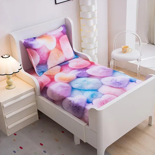 Vista 21 de Juego de 2 sábanas bajeras y fundas de almohada suaves para cama con bonitos patrones de cachorros, sábanas estampadas con patrón de perritos para 2
