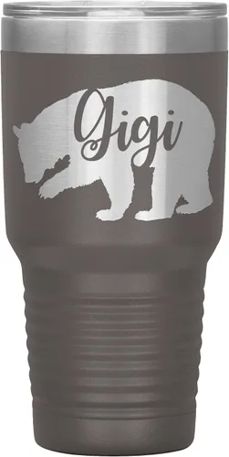 Vista 6 de Gigi Bear Tumbler - 30oz Engraved Stainless Steel Cup - Black