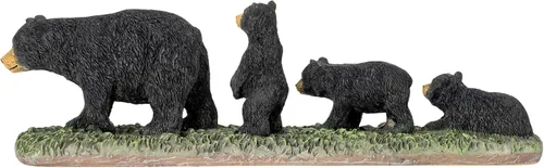 Vista 4 de Black Mama Bear and Cubs - Figura de mesa de resina de 11 x 3