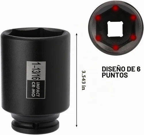 Vista 5 de Mayouko Juego de 4 llaves de vaso de impacto para tuerca de eje de husillo de 1/2", 1-13/16, 1-7/8, 1-15/16, 2 pulgadas, CR-MO, profundo, 6 puntos