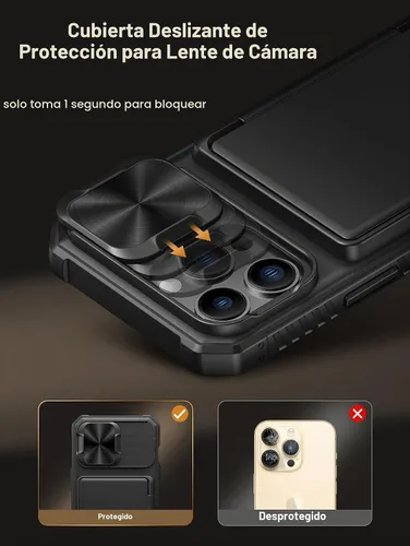 Vista 4 de Vihibii Funda tipo cartera para iPhone 13 Pro con tarjetero