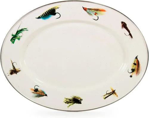 Vista 9 de Golden Rabbit Enamelware Oval Platter, 12 x 16in, Aegean Sevilla