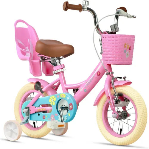 Vista 14 de Glerc Maggie Girls Bike, 12-20 Inch Kids Bike for 2-13 Years Old Children, Princess Style Kids Bicycle with Doll-Seat & Basket & Training Wheels