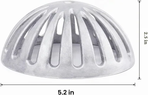 Vista 7 de Cubierta de drenaje de piso de aluminio, cubierta de cúpula resistente 5-1/2 pulgadas Commercial Floor Drain Strainer, Preventing Leaves from