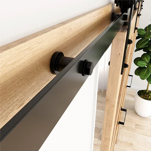 Vista 7 de ZEKOO Juego de 8 piezas de accesorios para puertas correderas de granero de 1-3/4 pulgadas, espaciadores de riel, kit de conexión, conector de acero