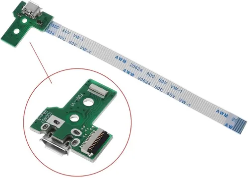 Vista 4 de Conjunto de puerto de carga de repuesto JDS-030 para PS4 DualShock 4, pieza de reparación, adaptador micro USB, cargador y módulo de conector