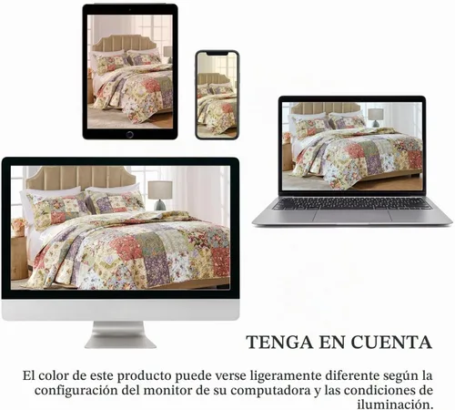 Vista 7 de Greenland Home Blooming Prairie Juego de Edredón de Retazos Autentico 100% Algodón, 2 Piezas Twin/Twin XL, Modelo: GL-0809CMST