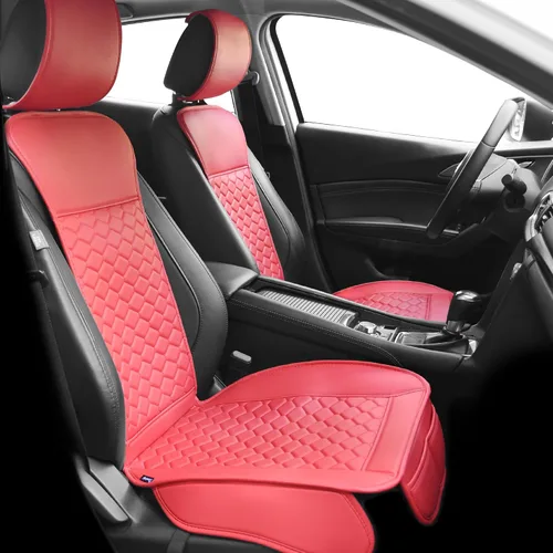 Vista 8 de Elantrip Fundas para Asiento de Coche de Cuero, Protector de Asiento de Coche para Mujeres, Compatible con Airbag, Funda de PU con Patrón de Beige