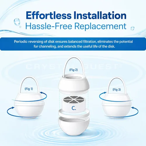 Vista 5 de Cartucho de repuesto para bola de baño Crystal Quest – Elimina el cloro, PFAS y olores – Filtro de agua fácil de instalar – Ecológico, duradero