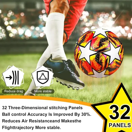 Vista 4 de Soccer Ball Size 5, with Pump & Needles, Outdoor Sports Official Match Soccer Ball for Adult Youth Training Practice Ball for Indoor