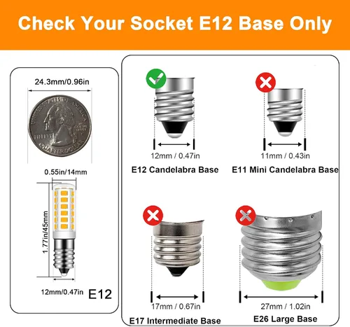 Vista 5 de E12 LED Bulb 2W Equivalent to 20W 25W Halogen Bulb Warm White 3000k, 2 Pcs