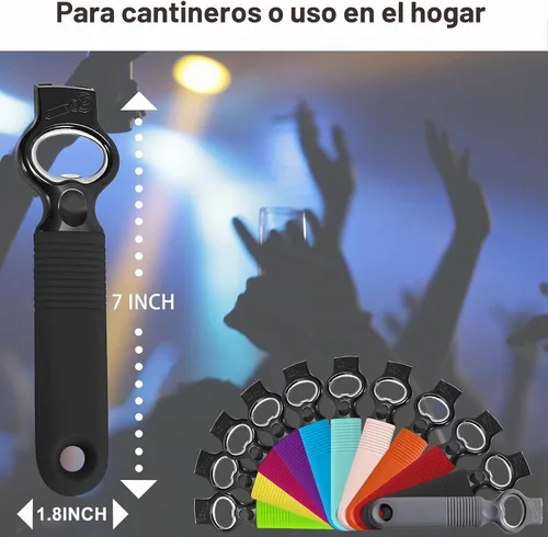 Vista 5 de Paquete de 2 abridores de latas de soda y abrebotellas de cerveza con mango de silicona de buen agarre, abridor de pestañas para uñas largas