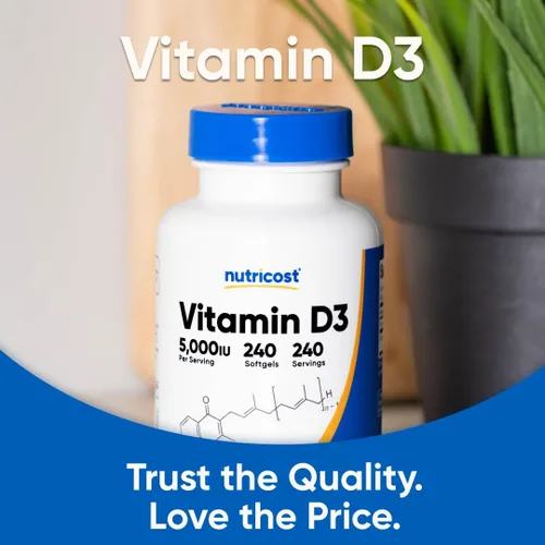 Vista 9 de Nutricost Vitamina D3 5,000 UI, 240 cápsulas blandas - Vitamina D sin OMG y sin gluten