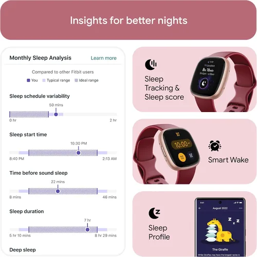 Vista 4 de Fitbit Versa 4 Fitness Smartwatch con preparación diaria, GPS, frecuencia cardíaca 24/7, más de 40 modos de ejercicio, seguimiento del sueño y más